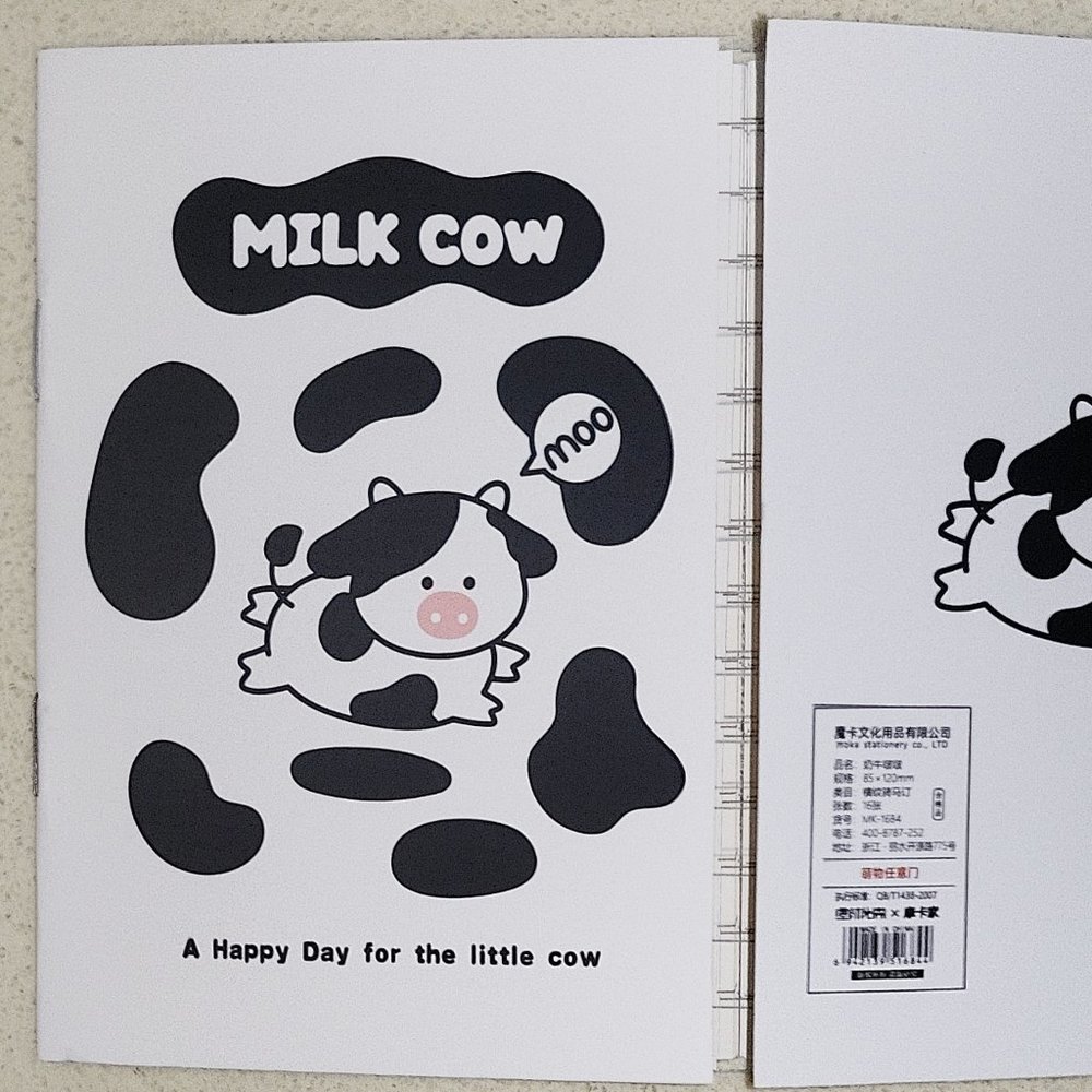 Kawaii Holstein-Friesian black and white baby Cow mini notebook notepad #2
